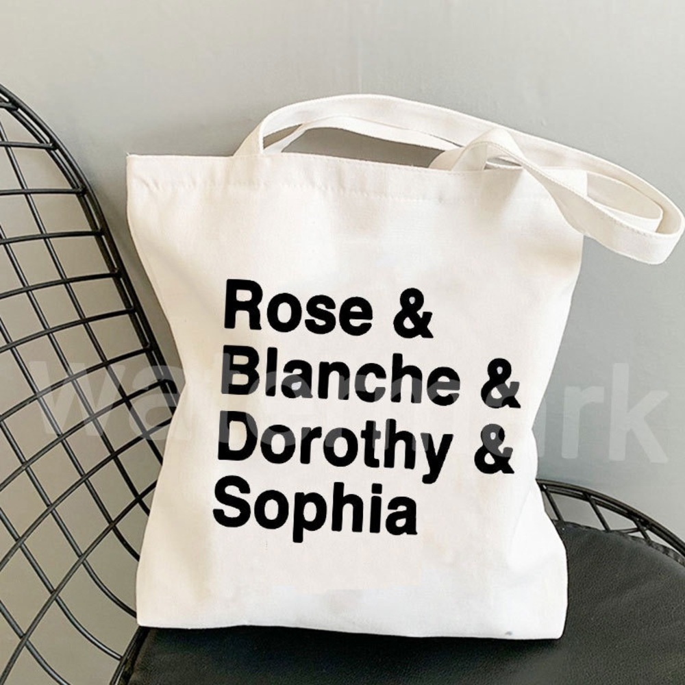 White Tote Bag with Black Text